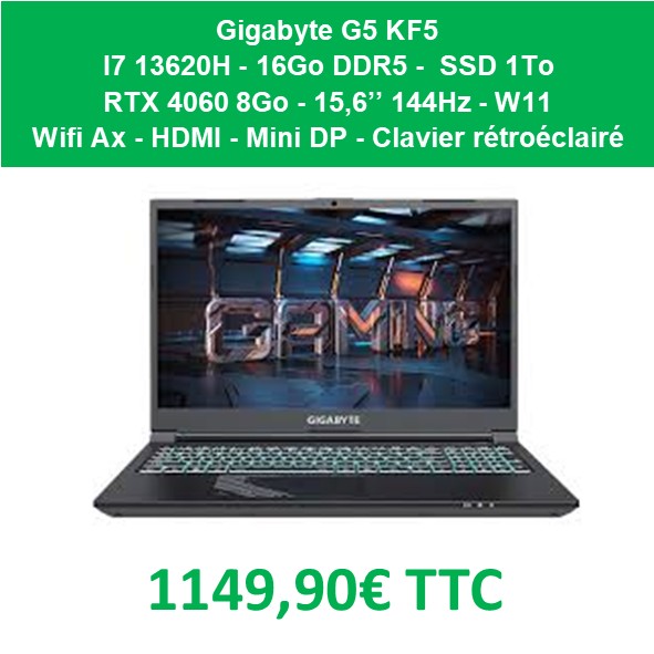 Gigabyte G5 KF5 1To 1099€